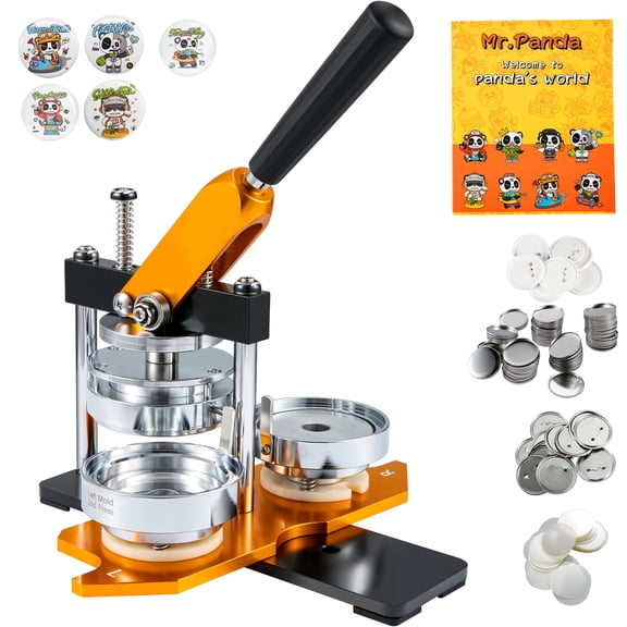 3 Inch Button Maker Machine Badge Pin Press Kit with 100 Free Parts for DIY Crafting and Custom Badge Creation