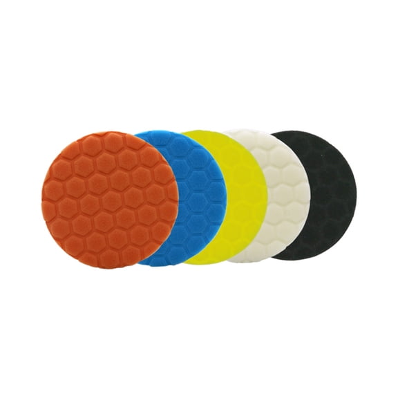 3 Inch Car Polishing Buffing Pads, 5-Color Soft Sponge Discs, High Density Shock Absorbent Pads for Auto Detailing, Paint Waxing & Scratch Repair, Hot Practical Tones, 1 Set