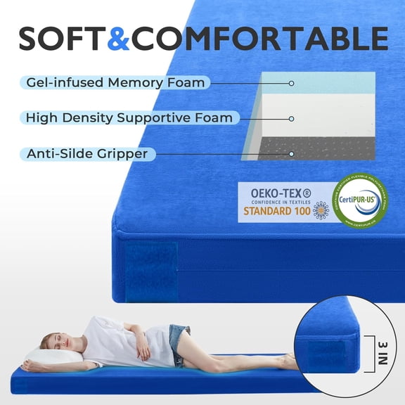 3 Inch CertiPUR-US Memory Foam Camping Mattress
