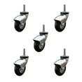 thumbnail image 1 of 3 Inch Chrome Hooded Neoprene Rubber 3/8 Inch Grip Ring Stem Casters Set 5 SCC, 1 of 2