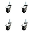 thumbnail image 1 of 3 Inch Chrome Hooded Neoprene Rubber 5/16 Inch Threaded Stem Casters Set 4 SCC, 1 of 2