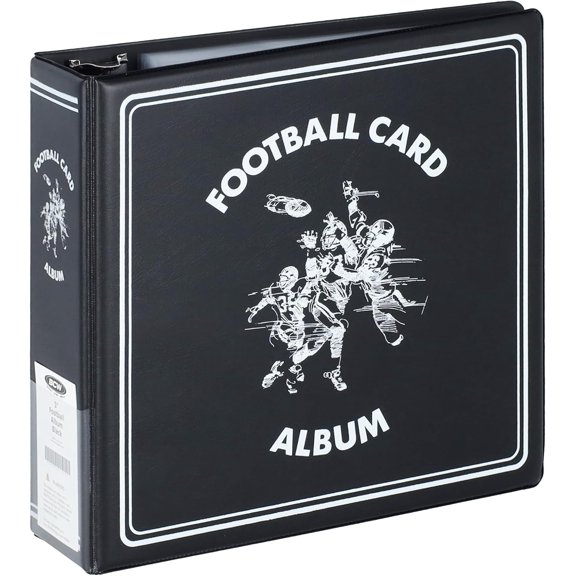 3-Inch D-Ring Football Trading Card Binder - Black | Holds 90 Pages | Heavy Duty Durable Design Football Card Binder | 1 ct