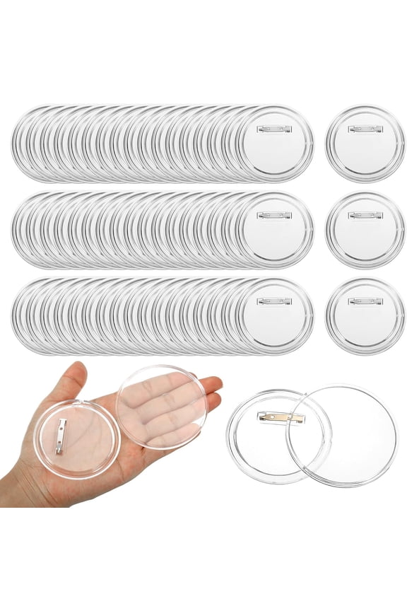 3 Inch DIY Button Pins Acrylic Pin Badge Clear Maker Craft Badges Buttons Round Picture Photo for Crafts Supplies, Team Projects (50 PCS)