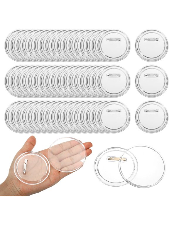 3 Inch DIY Button Pins Acrylic Pin Badge Clear Maker Craft Badges Buttons Round Picture Photo for Crafts Supplies, Team Projects (50 PCS)
