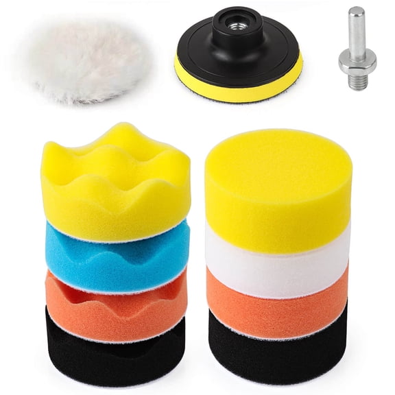 3 Inch Drill Buffing Pad, 11 Pcs Car Foam Polishing Pads Kit, Drill Buffer Polisher Attachment Buffing Kit for Car Polishing, Waxing, Sealing Glaze
