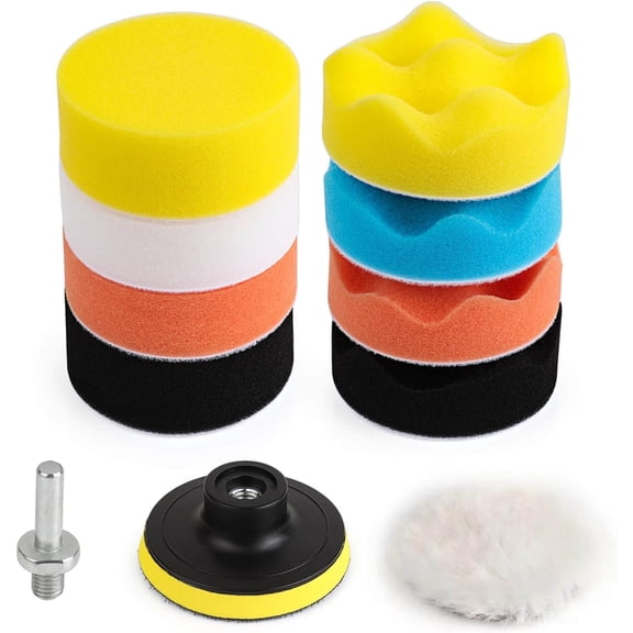 3 Inch Drill Buffing Pad, 11 count Polishing Pads Kit, Drill Buffer Polisher Attachment Buffing Kit for Polishing, Waxing, Sealing