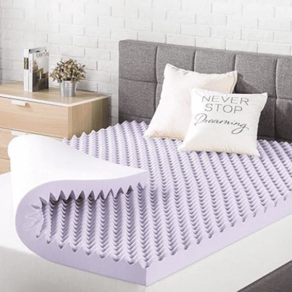 3 Inch Egg Crate Memory Foam Mattress Topper with Soothing Lavender Infusion, Dorm Essentials, Twin