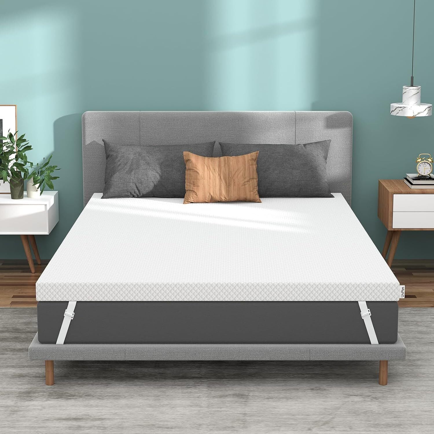 3 Inch Firm Queen Mattress Topper, Gel Infused, Cooling, for Back Pain Relief CertiPURUS