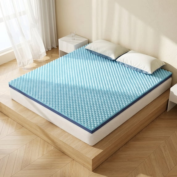 3 Inch Full Mattress Topper, Reversible Extra Firm Support & Cooling Gel Egg Crate Memory Foam, Bed Mattress Hardener for Back Pain Relief