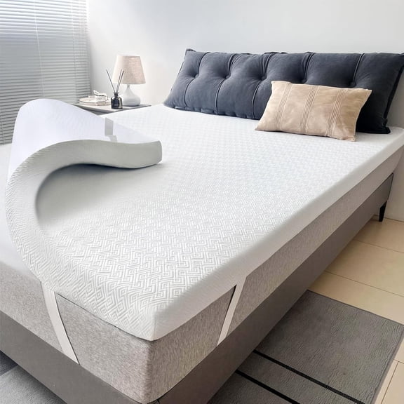 3 Inch Full Size Gel Infused Memory Foam Mattress Topper 54"x75", Detachable Washable Zipper Cover with Elastic Anti-Slip Straps, CertiPUR-US & OEKO-TEX Certified Comfort Bed Foam Pad