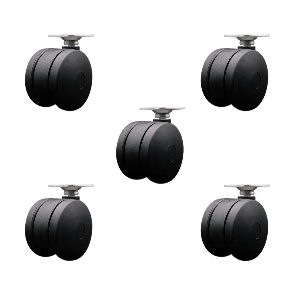 3 Inch Furniture Casters Nylon Twin Wheel Top Plate Set of 5 Service Caster