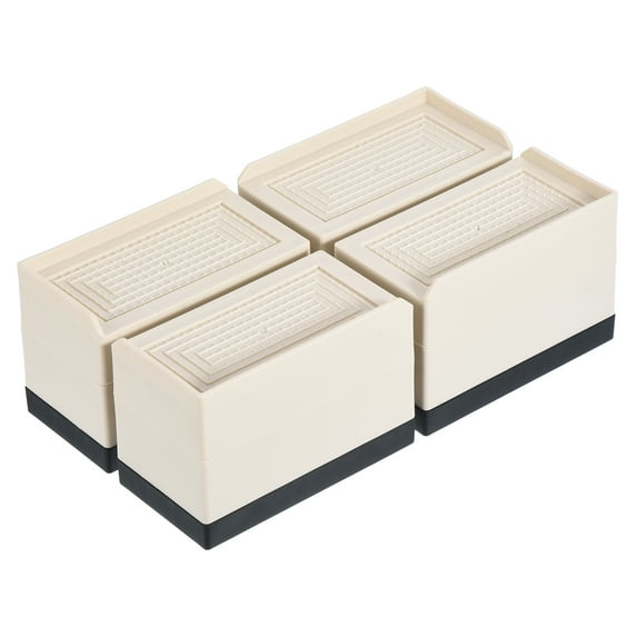 3 Inch Furniture Risers Rectangle Bed Lifters Adjustable Stackable Couch Riser, Beige 4 Pack