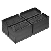 3 Inch Furniture Risers Rectangle Bed Lifters Adjustable Stackable Couch Riser, Black 4 Pack
