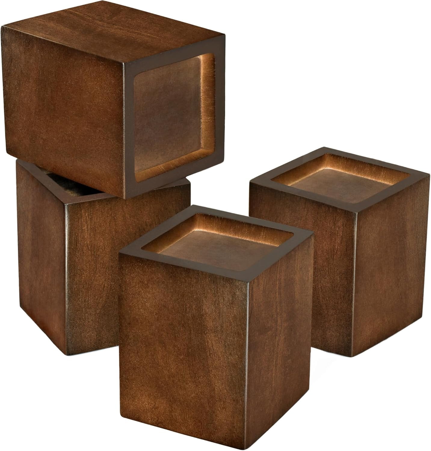 3 Inch Furniture Risers: Square Bed Risers Set of 4 - Heavy Duty Wood ...
