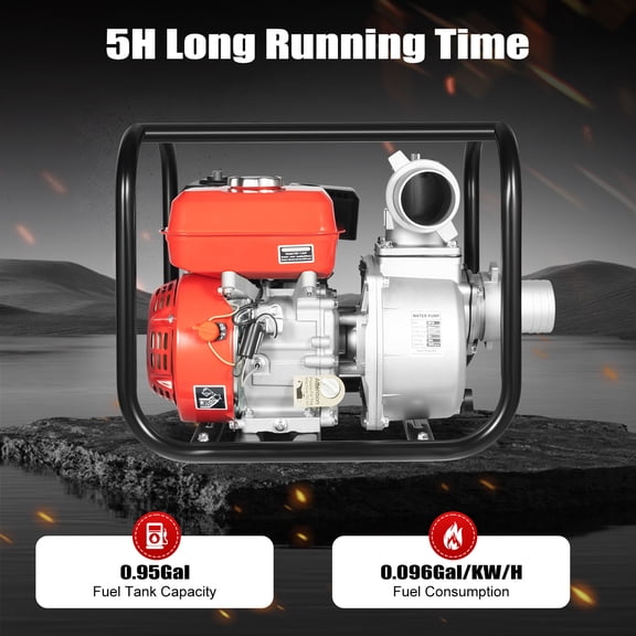 3 Inch Gas-Powered Trash Water Pump with Hose Kit, 7.5HP 4-Stroke Engine,Self-Priming High Flow Transfer Pump for Lake Irrigation, Pool Draining