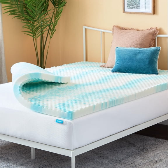 3-Inch Gel Infused Memory Foam Mattress Topper Twin XL Size, Egg Crate Style Reversible Design for Dual Feels, Cooling Airflow Design & Joint Pressure Relieving Bed Pad, CertiPUR-US Certified Mattres