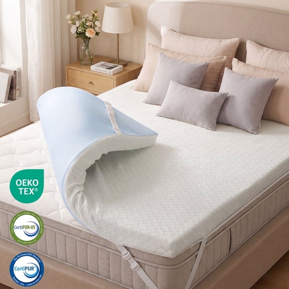 3 inch Gel Memory Foam Mattress Topper Full Size Cooling Pad Bed Topper with Removable Cover, White