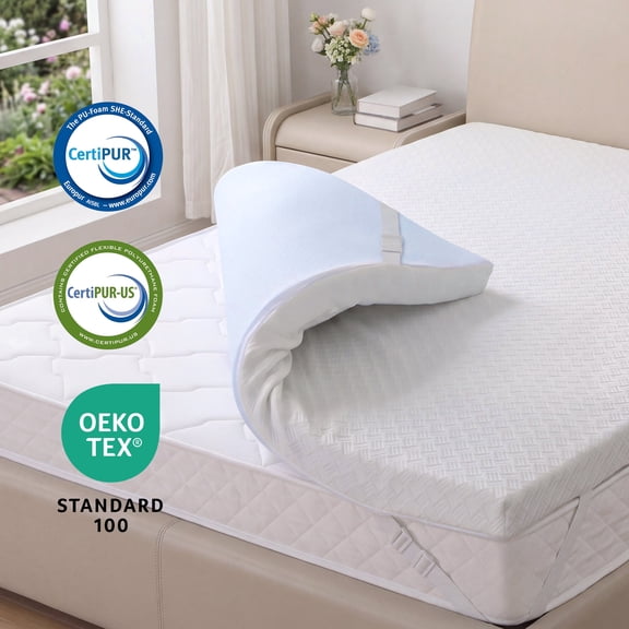 3 inch Gel Memory Foam Mattress Topper Full Size Cooling Pad Bed Topper with Removable Cover, White