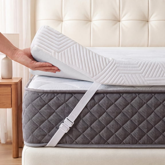 FUNDAZE 3" Memory Foam Mattress Topper, Queen Mattress Topper, Gel Infused Bed Topper W/ 280 GSM Textured Breathable Cover