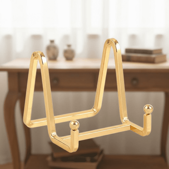 3-Inch Gold Metal Display Easel Stand for Plates, Pictures, Frames, Books, and Plaques - Sturdy Tabletop Holder for Decorative Showcase (1 Pack)