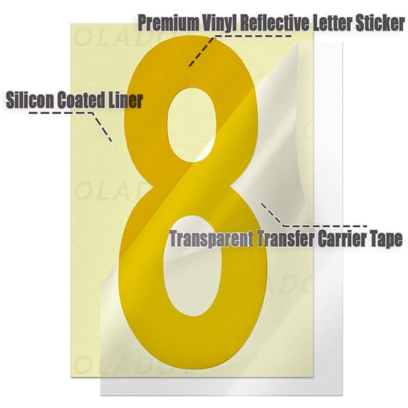 3 Inch Gold Reflective Digit Stickers, Vinyl Decal for House Address Sign Home Decor B