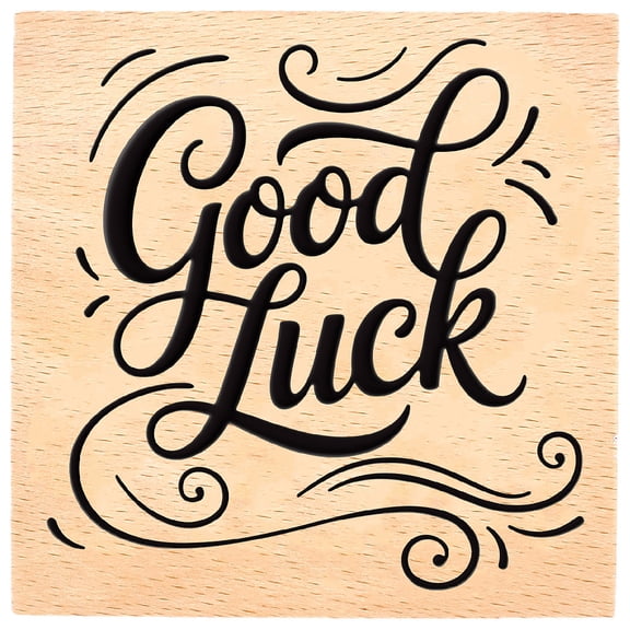 3 Inch Good Luck Large Wooden Stamp Wood Stamps Reusable Word Seals Decorative Journaling Invitation Seals for Party Card Making DIY Letter Craft