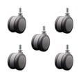 thumbnail image 1 of 3 Inch Gray Heavy Duty Floor Safe Twin Wheel Caster 1/2” Threaded Stem Set of 5, 1 of 2