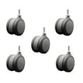 thumbnail image 1 of 3 Inch Gray Heavy Duty Floor Safe Twin Wheel Caster 5/16” Threaded Stem Set of 5, 1 of 2