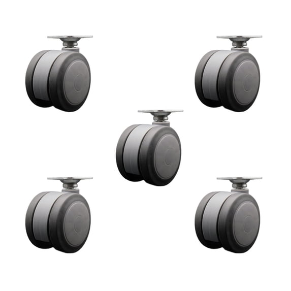 3 Inch Gray Heavy Duty Floor Safe Twin Wheel Casters Top Plate Set of 5 SCC
