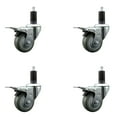 thumbnail image 1 of 3 Inch Gray Poly Swivel 1-1/4 Inch Expanding Stem Caster Set Total Lock Brake, 1 of 2