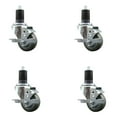 thumbnail image 1 of 3 Inch Gray Poly Swivel 1-5/8 Inch Expanding Stem Caster Set with Brake SCC, 1 of 2