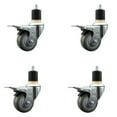 thumbnail image 1 of 3 Inch Gray Poly Swivel 1-7/8 Inch Expanding Stem Caster Set Total Lock Brake, 1 of 2