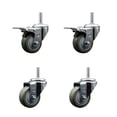 thumbnail image 1 of 3 Inch Gray Poly Swivel 3/4 Inch Threaded Stem Caster Set 2 Total Lock Brakes, 1 of 2