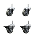 thumbnail image 1 of 3 Inch Gray Poly Wheel Swivel 5/8 Inch Threaded Stem Caster Set 2 Brakes, 1 of 2