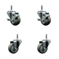 thumbnail image 1 of 3 Inch Gray Poly Wheel Swivel 7/16 Inch Grip Ring Stem Caster Set 2 Brakes, 1 of 2