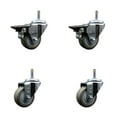 thumbnail image 1 of 3 Inch Gray Poly Wheel Swivel 7/16 Inch Grip Ring Stem Caster Set 2 Brakes, 1 of 2