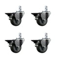 thumbnail image 1 of 3 Inch Gray Poly Wheel Swivel 7/8 Inch Square Stem Caster Set with Brake SCC, 1 of 2