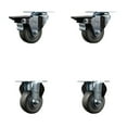 thumbnail image 1 of 3 Inch Gray Poly Wheel Swivel Top Plate Caster Set with 2 Posi Brakes 2 Rigid, 1 of 2