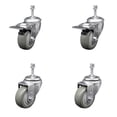 thumbnail image 1 of 3 Inch Gray Polyurethane Swivel 3/8 Inch Stem Caster Set 2 Total Lock Brake SCC, 1 of 2