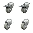 thumbnail image 1 of 3 Inch Gray Polyurethane Swivel Bolt Hole Caster Set with 2 Total Lock Brake, 1 of 2