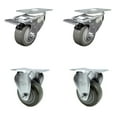 thumbnail image 1 of 3 Inch Gray Polyurethane Swivel Top Plate Caster Set 2 Lock Brakes 2 Rigid SCC, 1 of 2