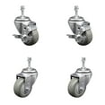 thumbnail image 1 of 3 Inch Gray Polyurethane Wheel Swivel 10mm Threaded Stem Caster Set 2 Brakes, 1 of 2