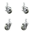 thumbnail image 1 of 3 Inch Gray Polyurethane Wheel Swivel 3/4 Inch Square Stem Caster Set 2 Brakes, 1 of 2