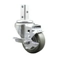 thumbnail image 1 of 3 Inch Gray Polyurethane Wheel Swivel 3/4 Inch Square Stem Caster with Brake, 1 of 2