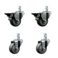 thumbnail image 1 of 3 Inch Gray Polyurethane Wheel Swivel 7/8 Inch Square Stem Caster Set 2 Brakes, 1 of 2