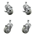 thumbnail image 1 of 3 Inch Gray Polyurethane Wheel Swivel ½ Inch Threaded Stem Caster Set 2 Brakes, 1 of 2
