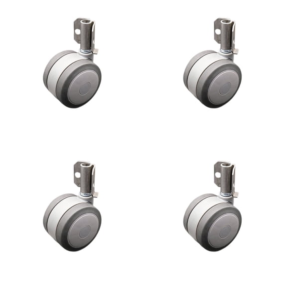 3 Inch Gray Soft Twin Wheel Caster with Inside Mount Set Service Caster