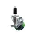 thumbnail image 1 of 3 Inch Green Poly Swivel 1-3/8 Inch Expanding Stem Caster with Brake SCC, 1 of 2