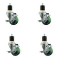 thumbnail image 1 of 3 Inch Green Poly Swivel 1-7/8 Inch Expanding Stem Caster Set with Brake SCC, 1 of 2