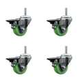 thumbnail image 1 of 3 Inch Green Poly Wheel Swivel 5/8 Inch Threaded Stem Caster Set with Brake, 1 of 2